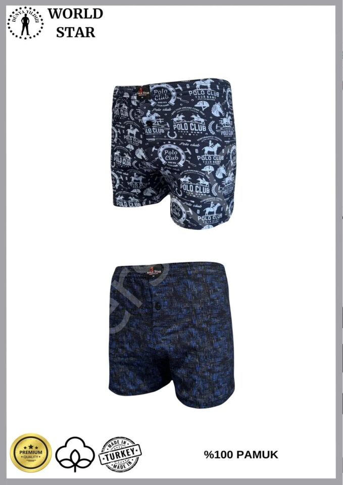 2'li Likralı Pamuklu Renkli Erkek Boxer