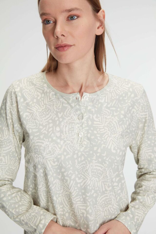 Pamuklu Uzun Kollu Gecelik