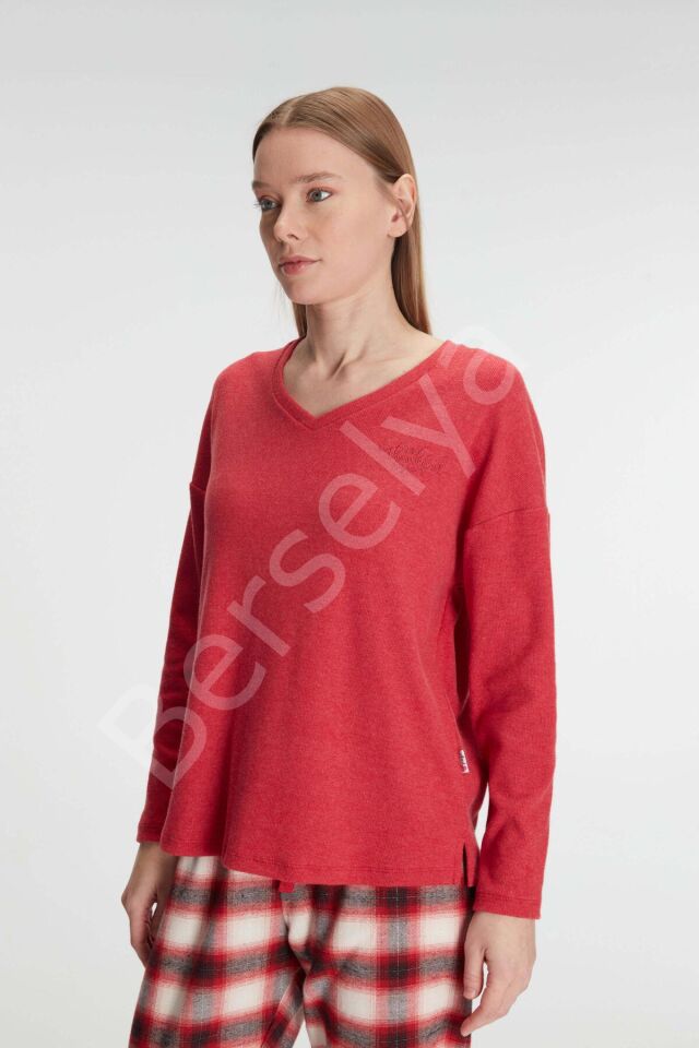 Pamuklu Kışlık Kare Desenli Uzun Kol Pijama Takımı