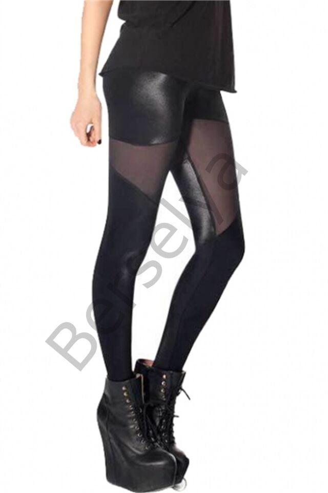 B101299 Transparan Detaylı Parlak Tayt