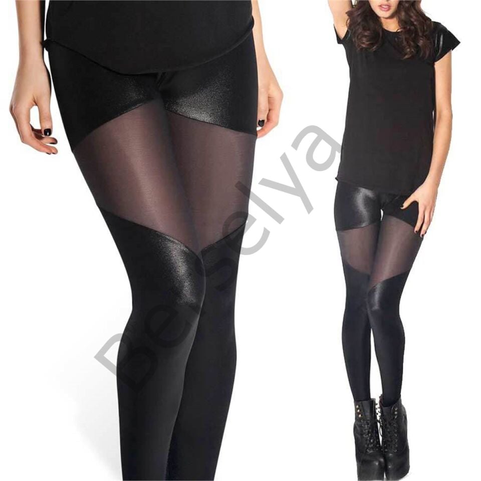 B101299 Transparan Detaylı Parlak Tayt