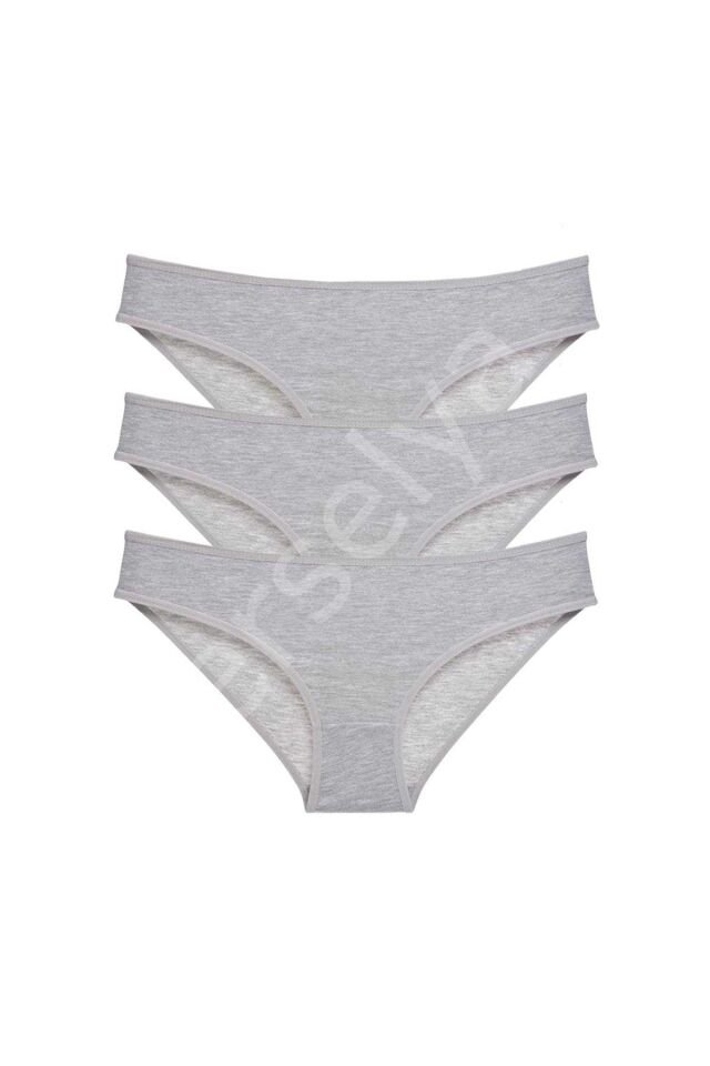 3 Adet Süper Eko Set Likralı Kadın Slip Külot Gri