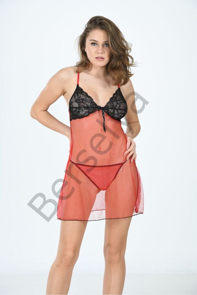 Kırmızı Tül Gecelik - 650