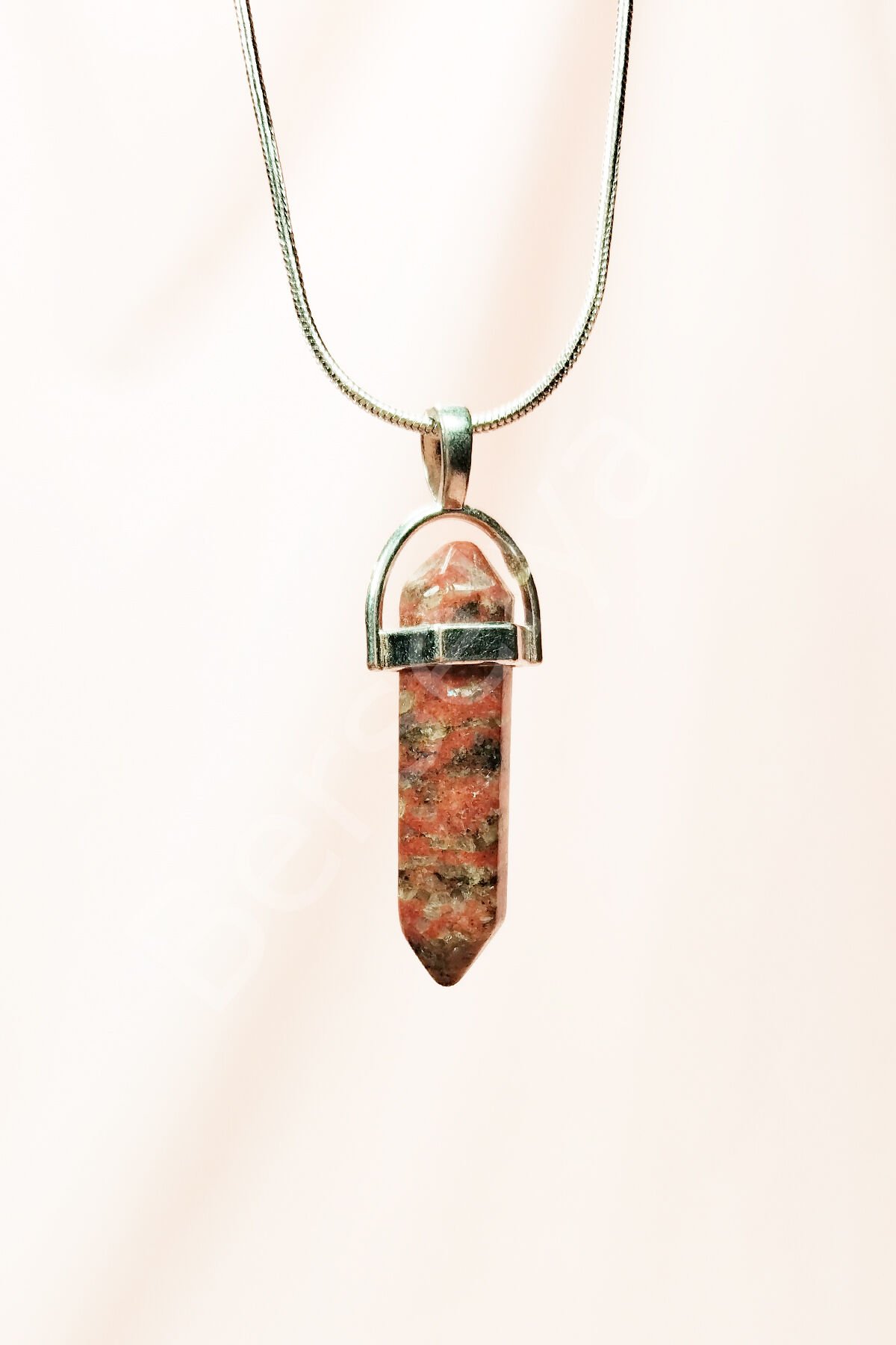 Kantaşı Doğal Taşı Zincirli El Yapımı Tasarımlı Kolye Uç: 3,5 cm Zincir: 20 cm Kutulu