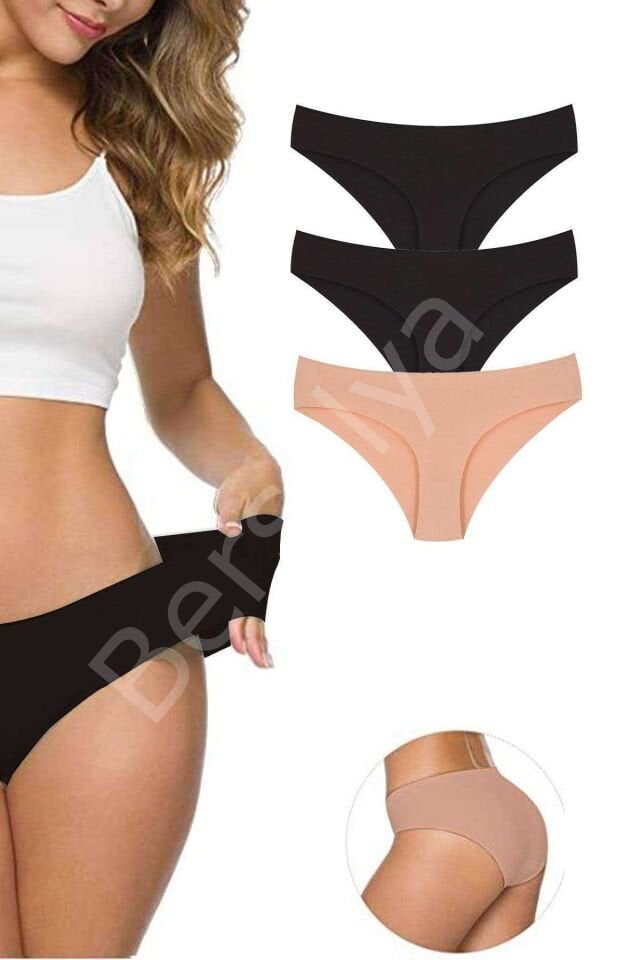 3 Adet Kadın Dikişsiz Lazer Kesim Esnek İz yapmayan Külot S2