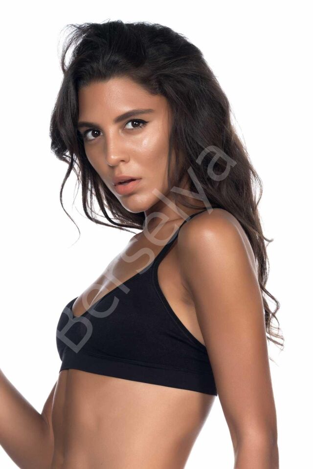 Siyah Mı Emay 4020 Pedli İnce Askılı Büstiyer