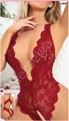 Özel Bölgesi Açık Kırmızı Dantel Seksi Body Jesica Bella E-0047
