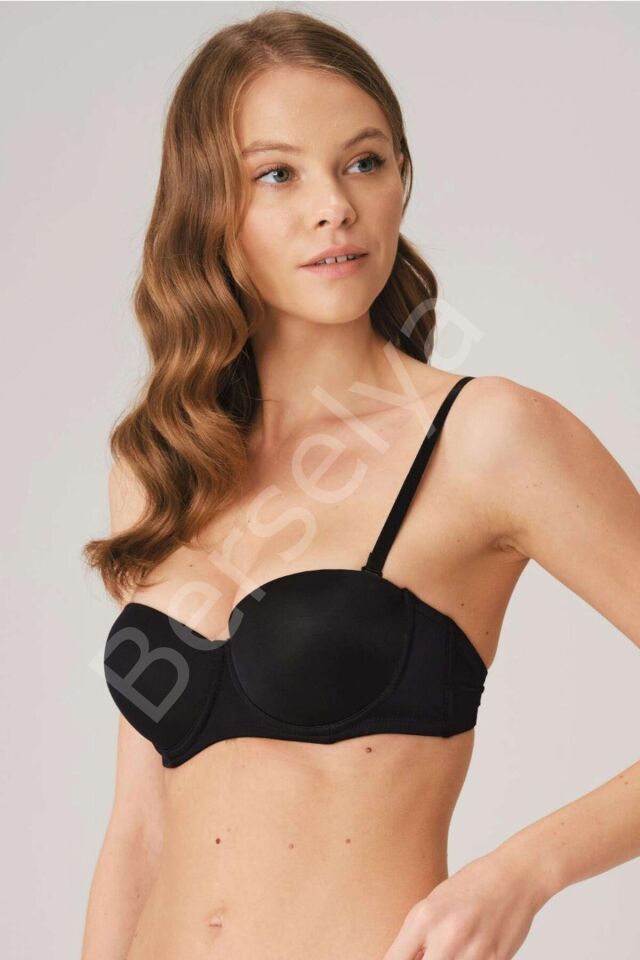 Balenli Destekli Dolgulu Askısız Straplez Günlük Klasik T-shirt Sütyeni