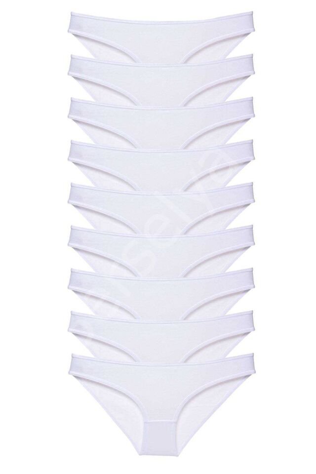 9 adet Süper Eko Set Likralı Kadın Slip Külot Beyaz XL