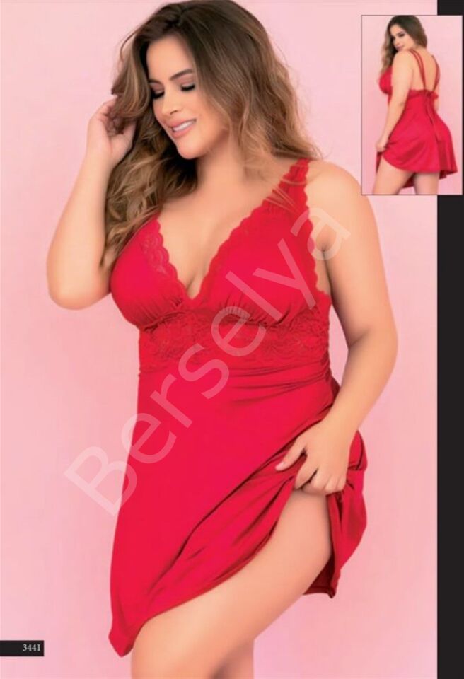 Büyük Beden Fantazi Kırmızı Gecelik