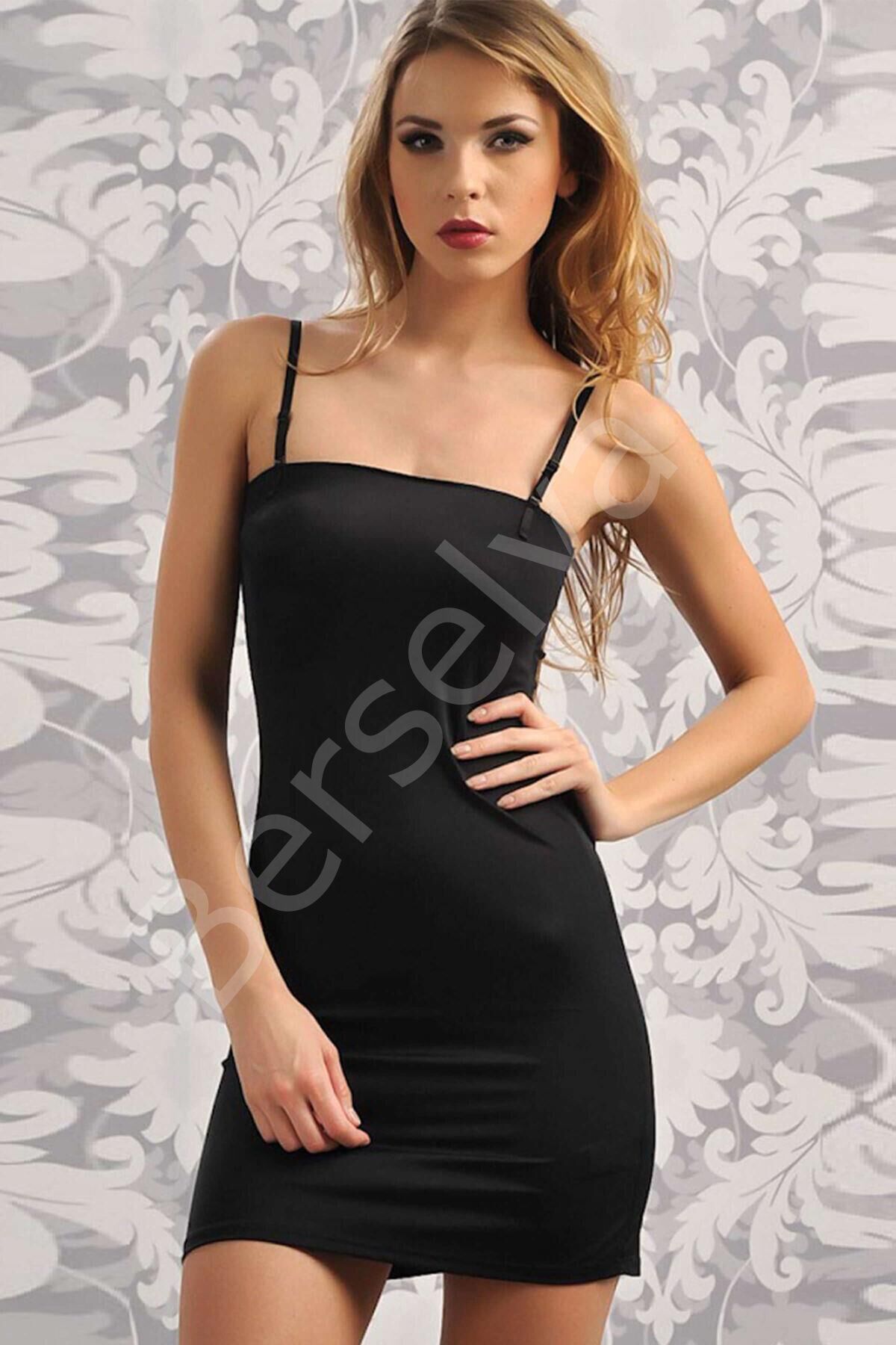Mikropolyamid Kumaşlı Askıları Çıkabilen Straplez Kısa Elbise Altı Kombinezon