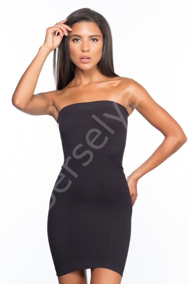 Siyah Mı Emay 5065 Straplez Elbise Korse