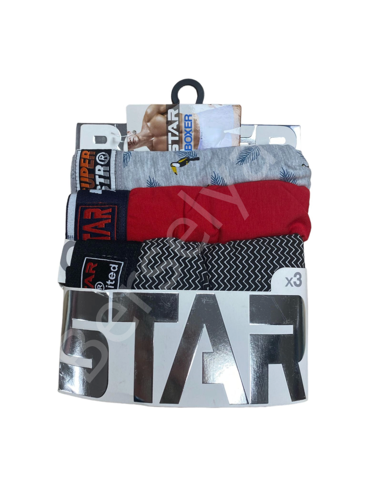 Star 105 Desenli Jakar Erkek  3'lü Kemer Boxer
