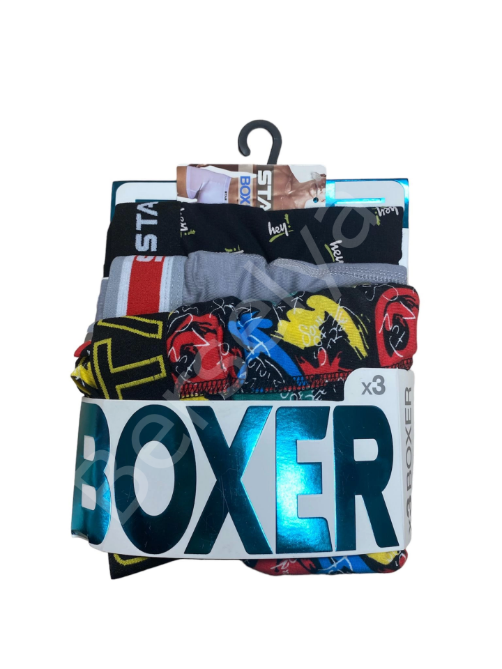 Star 105 Desenli Jakar Erkek  3'lü Kemer Boxer