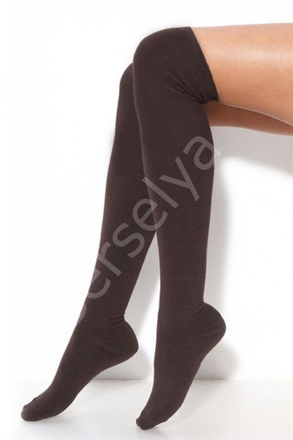 İtaliana Kadın Düz Koton Diz Üstü Çorap 1606
