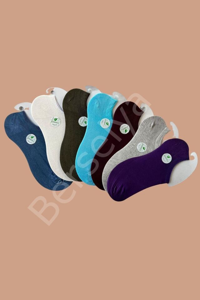 Çok Rekli 7 Li Bambu Topuk Burun Dikişsiz Takviyeli Kadın Sneakers Çorap 1005-çokrekli-7li