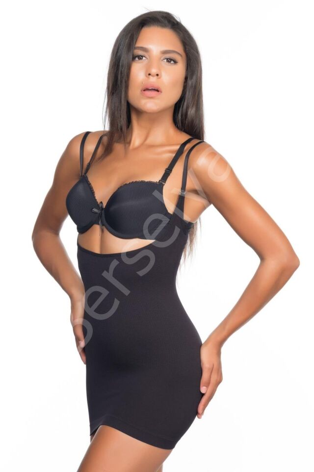 Siyah Mı Emay 5043 Göğsü Açık Masajlı Korse
