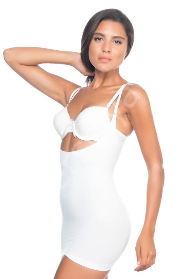 Beyaz Mı Emay 5043 Göğsü Açık Masajlı Korse