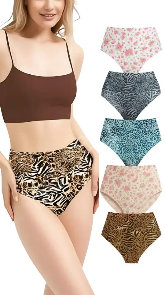 Desenli Lazer Kesim Külot 5'li Paket – İz Yapmaz, Yüksek Bel, Günlük Rahat Adz001