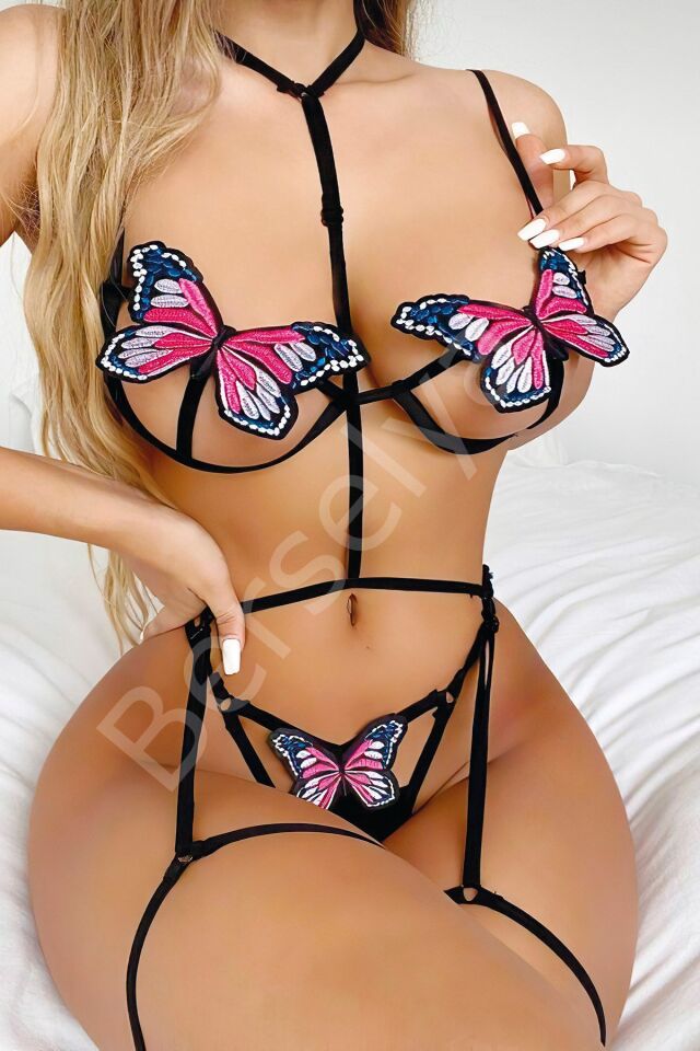 Kadın Kelebek Detaylı Fantazi Sütyen Külot Takım 3382