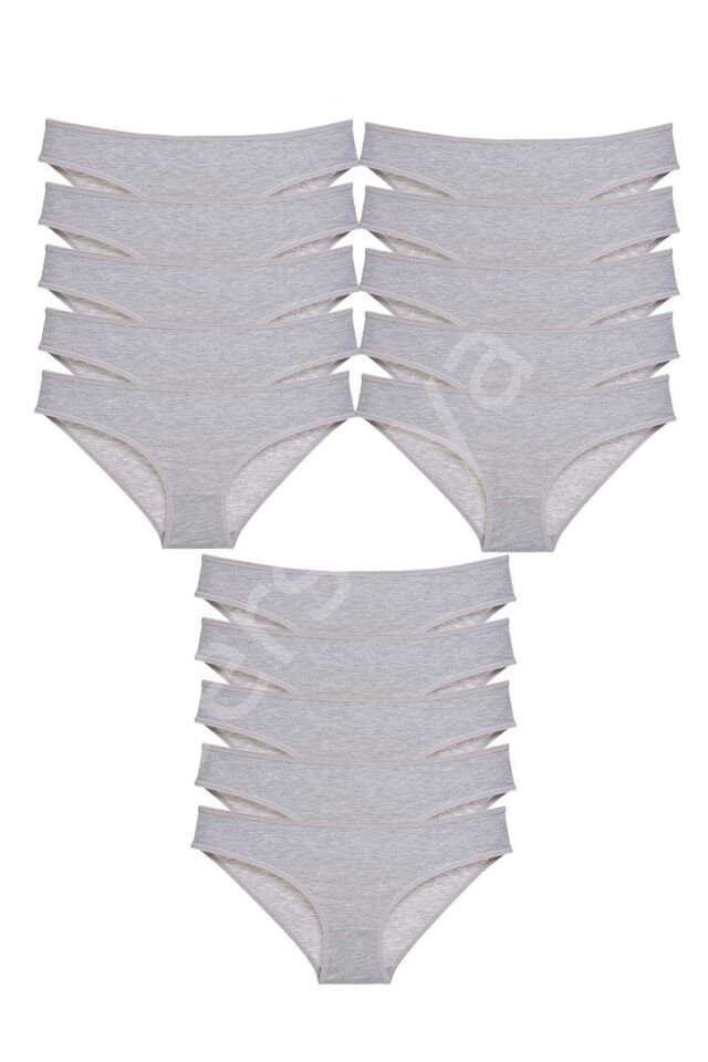 15 Adet Süper Eko Set Likralı Kadın Slip Külot Gri