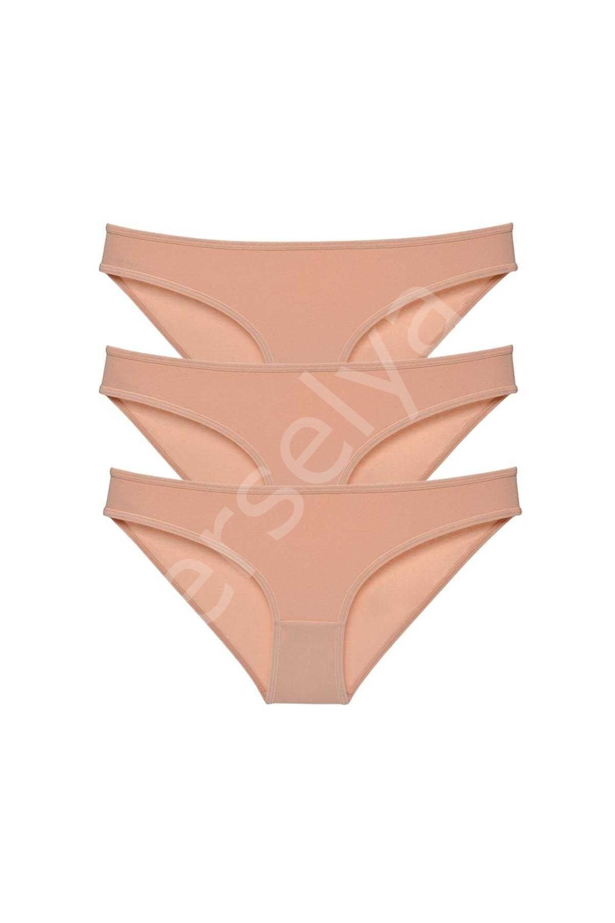 3 adet Süper Eko Set Likralı Kadın Slip Külot Ten