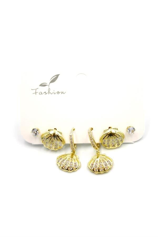 Çoklu Deniz Kabuğu Küpe - Altın