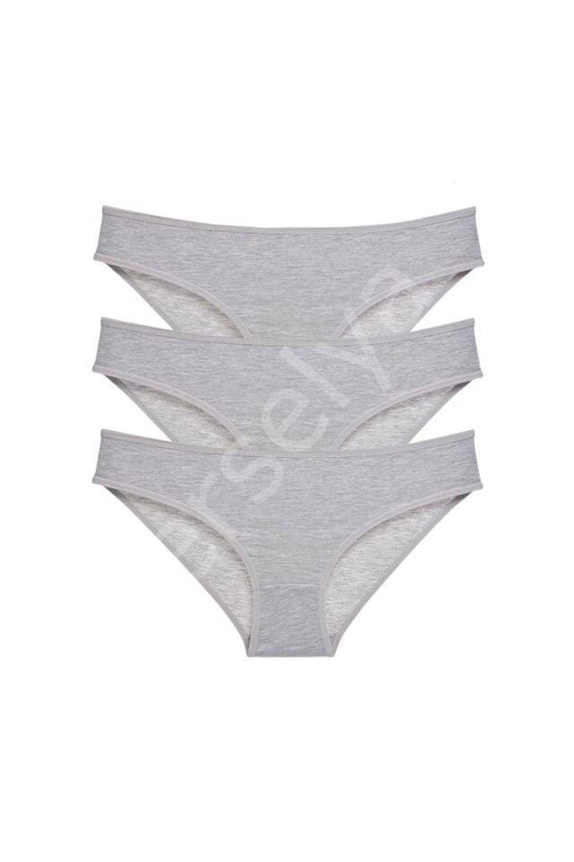 3 adet Süper Eko Set Likralı Kadın Slip Külot Gri