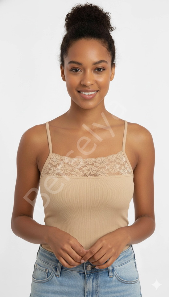 Şahinler Dar Dantel İp Askılı Ten B607