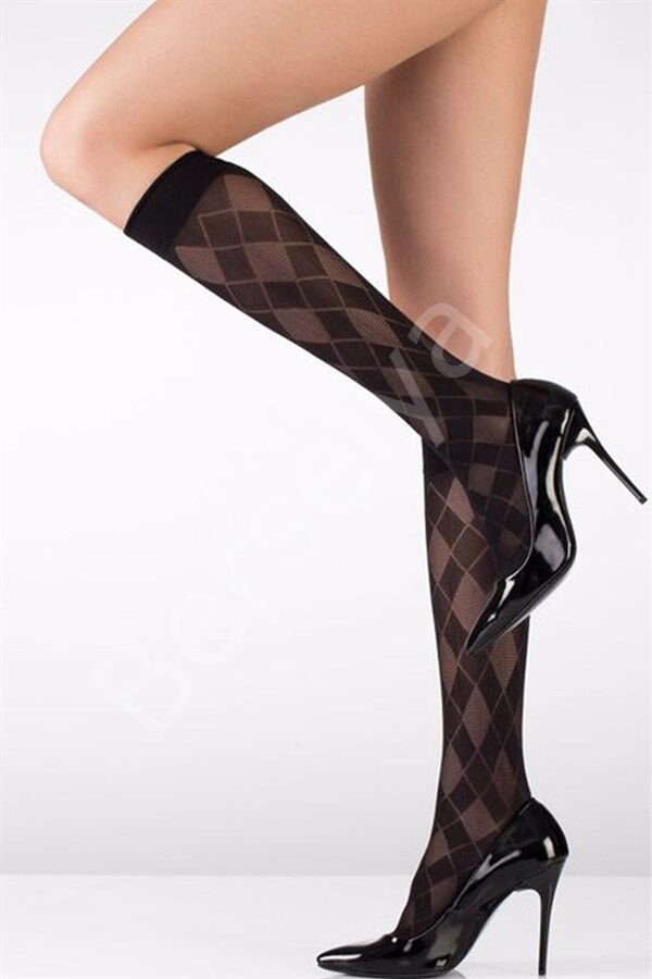 İtaliana Kadın Ekose Dizalt Çorap