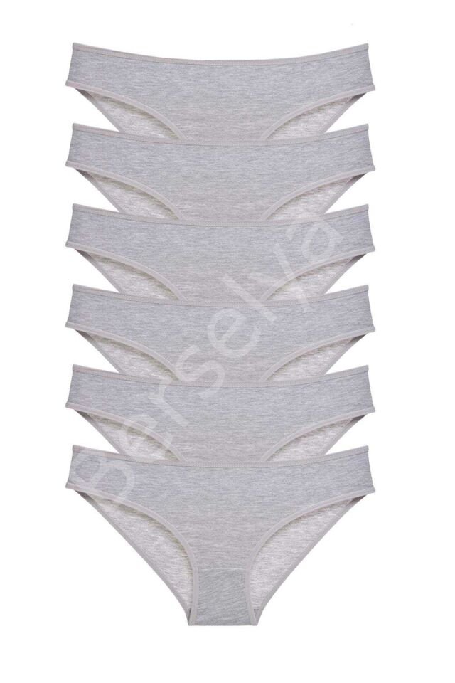 6 adet Süper Eko Set Likralı Kadın Slip Külot Gri M