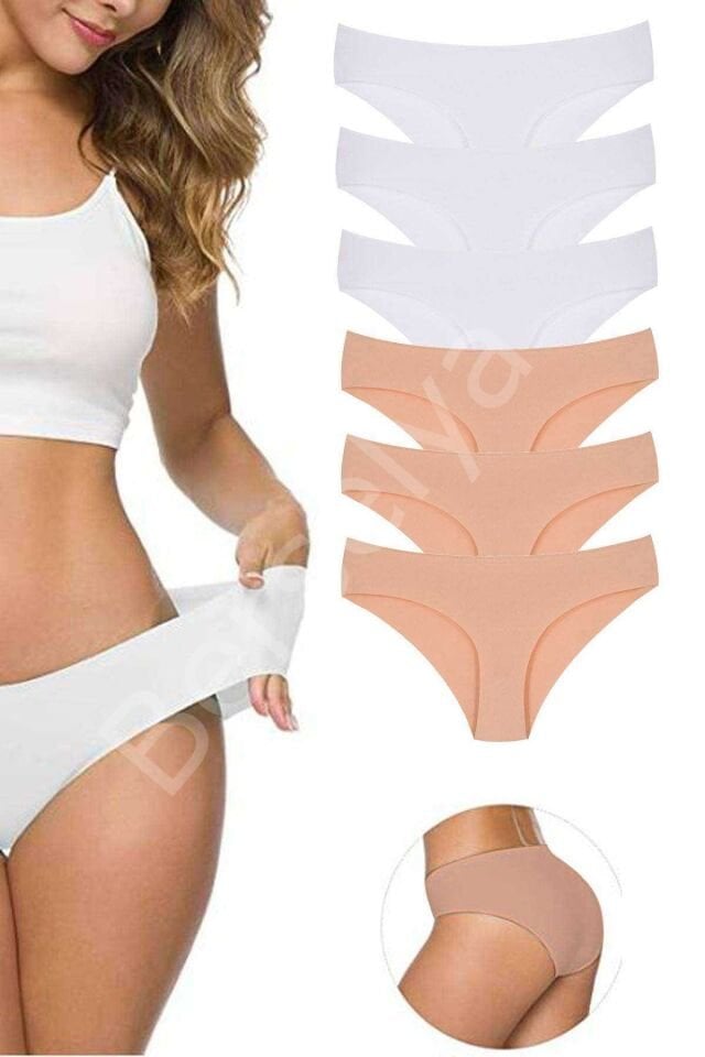 6 Adet Kadın Dikişsiz Lazer Kesim Esnek İz yapmayan Külot S3