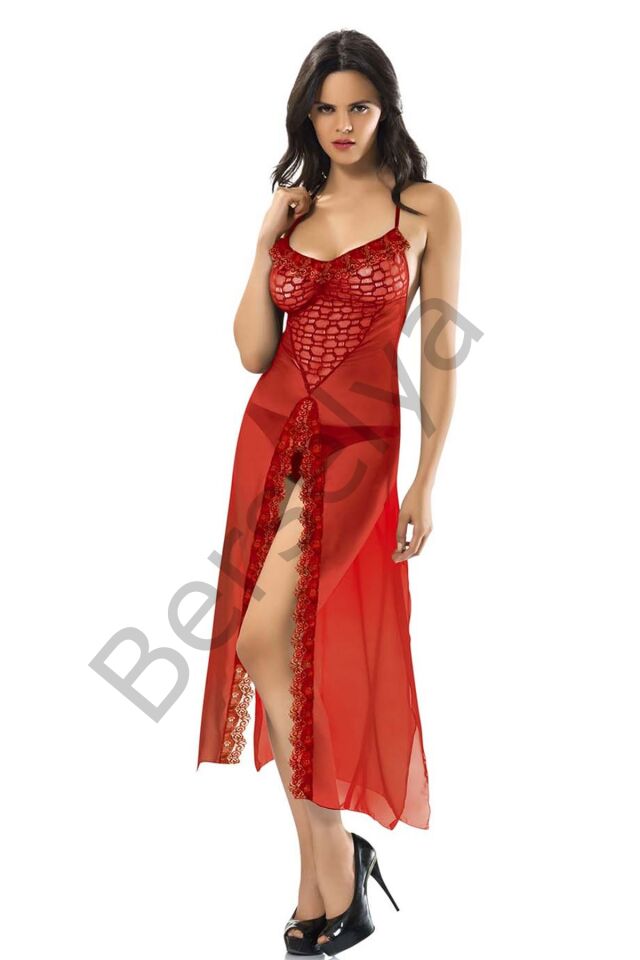 Kırmızı Şifon Gecelik - 222