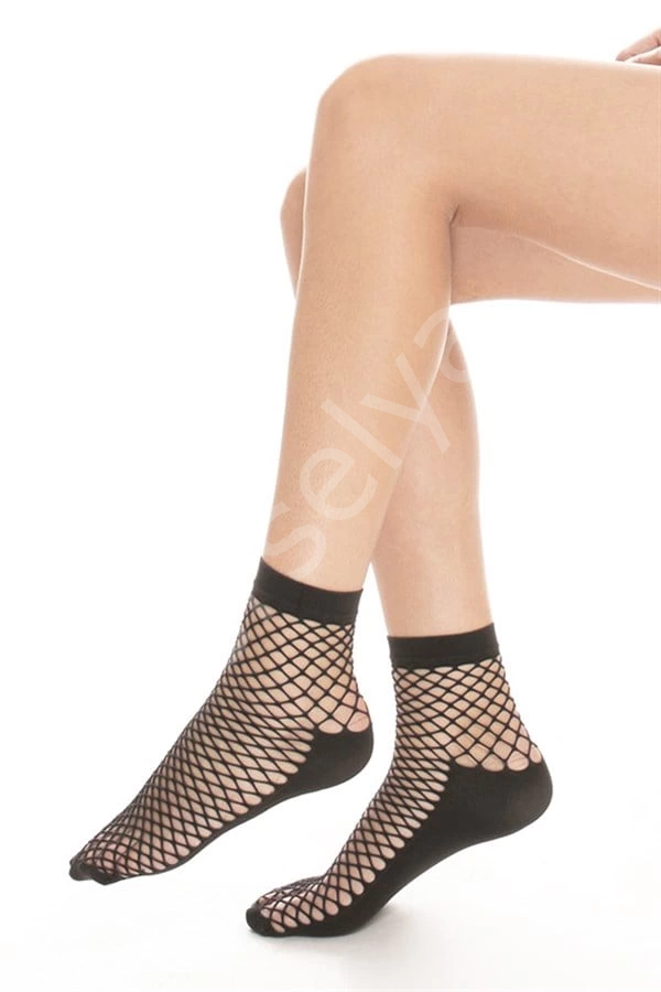 İtaliana Kadın Tabanlı Geniş File Soket Siyah