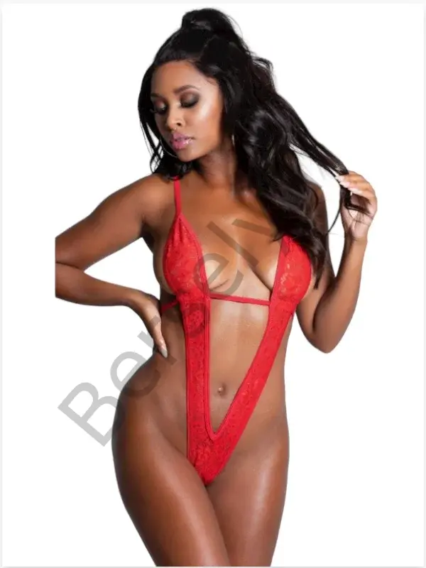 Fantezi Kırmızı Dantel Mikro İç Giyim Gecelik