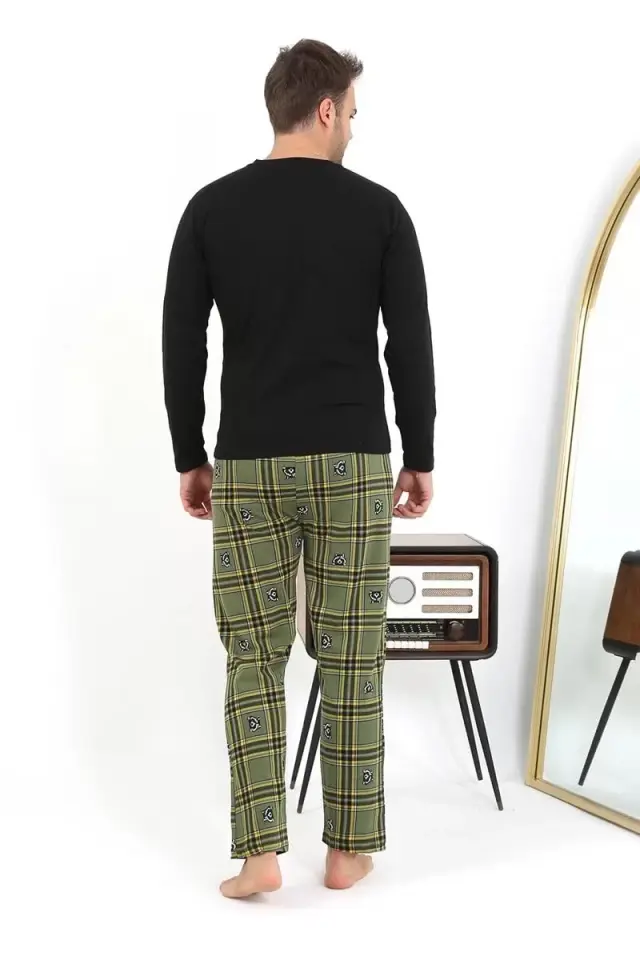 Erkek Uzun Kol Penye Siyah Pijama Takımı