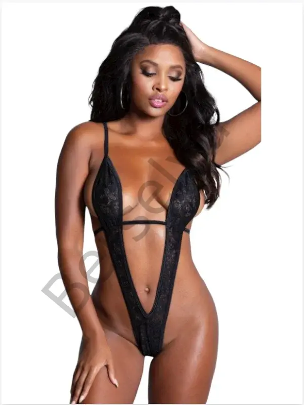 Fantezi Seksi Siyah Dantel Mikro Bayan Babydoll İç Giyim