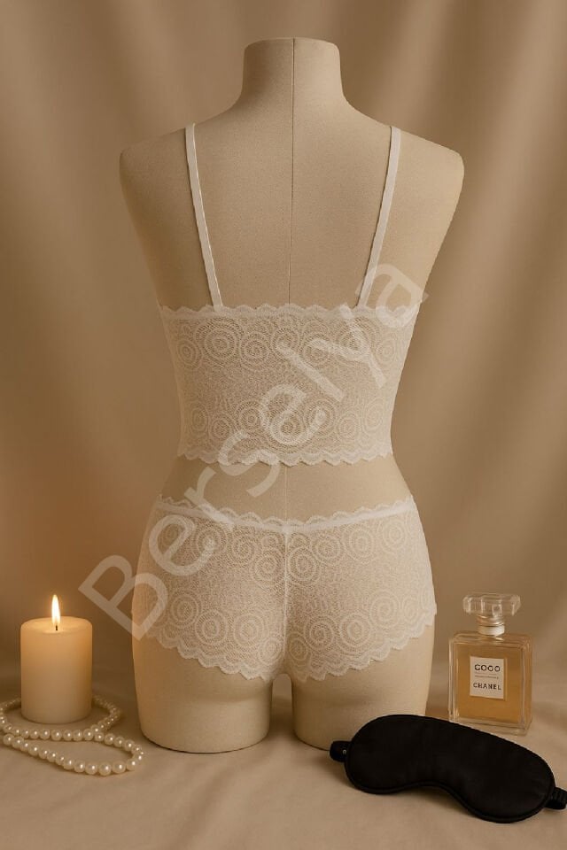 Kadın Beyaz Dantel Bralet Şort Takımı – Romantik Ve Zarif İç Giyim