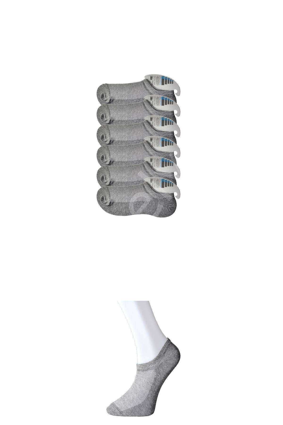 Gri Erkek  Görünmez Çorap 6 Çift