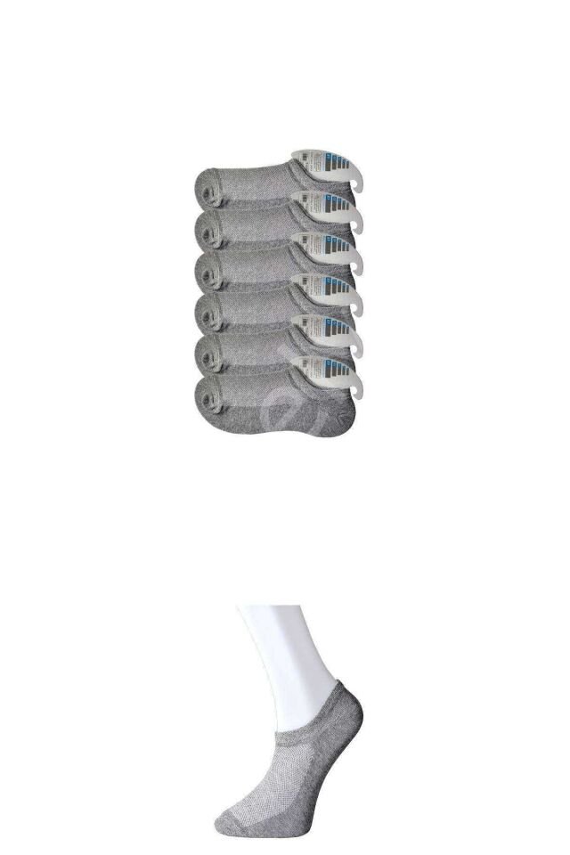 Gri Erkek  Görünmez Çorap 6 Çift