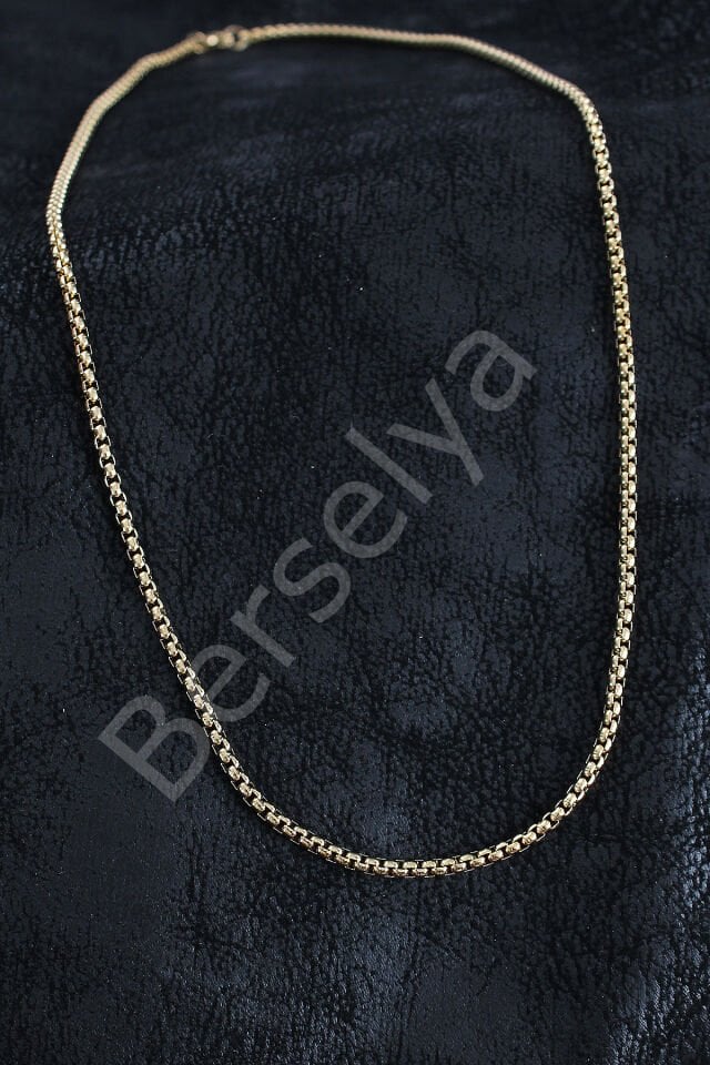 316L Çelik Örme Zincir Model Gold Renk Erkek Kolye