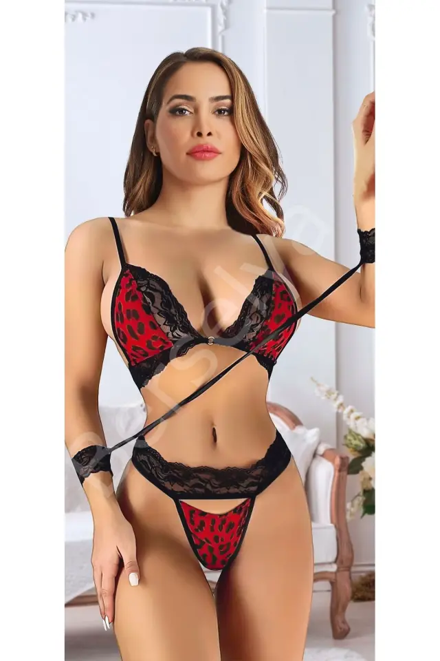 Dantelli Leopar Desenli Fantezi Takım Jesica Bella E-008
