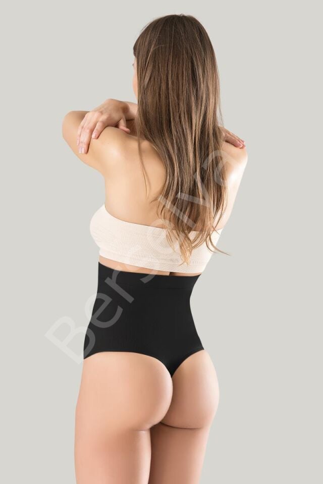 Kadın Ten Dikişsiz Eksta Yüksek Bel Silikon. Mideli String 1 Beden Inceltici Külot Korse