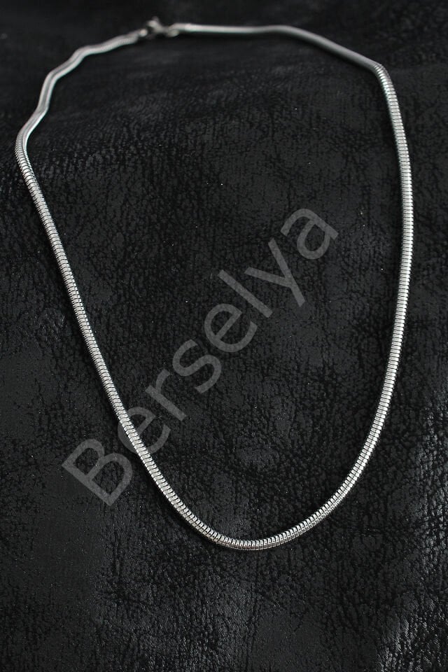 316L Çelik Oval İtalyan Zincir Model Gümüş Renk Erkek Kolye