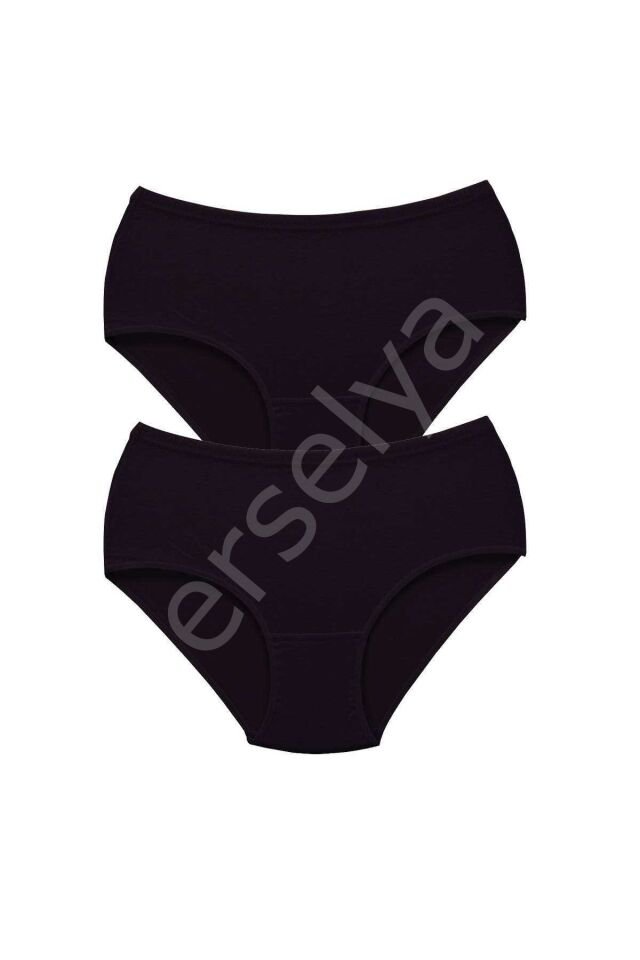 2 Adet Tutku Kadın Yüksek Bel Bato Kalın Lastik Külot Siyah