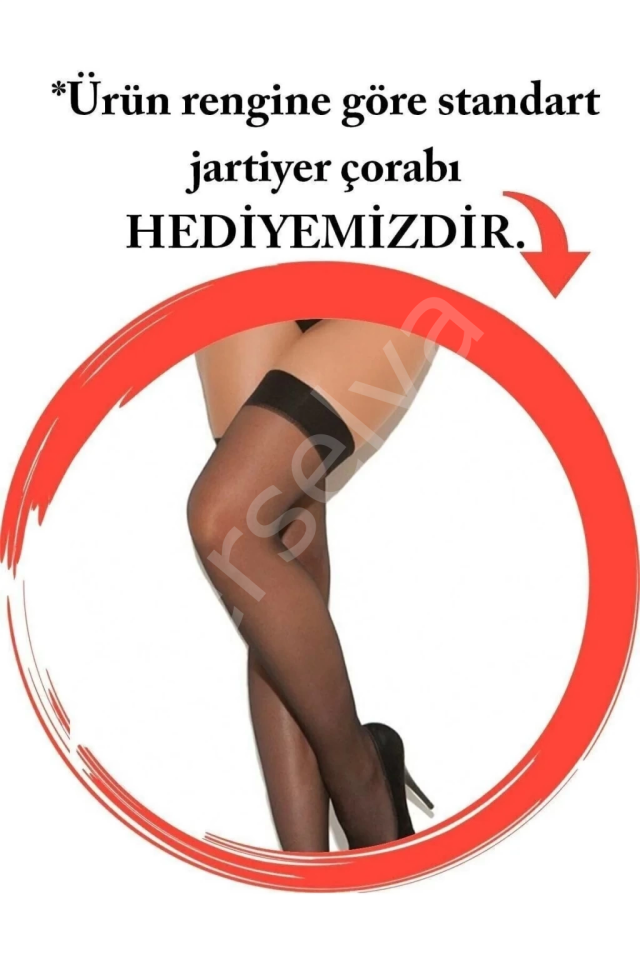 Siyah Özel Bölgesi Açık Dantelli Jartiyerli Gecelik Brf1268