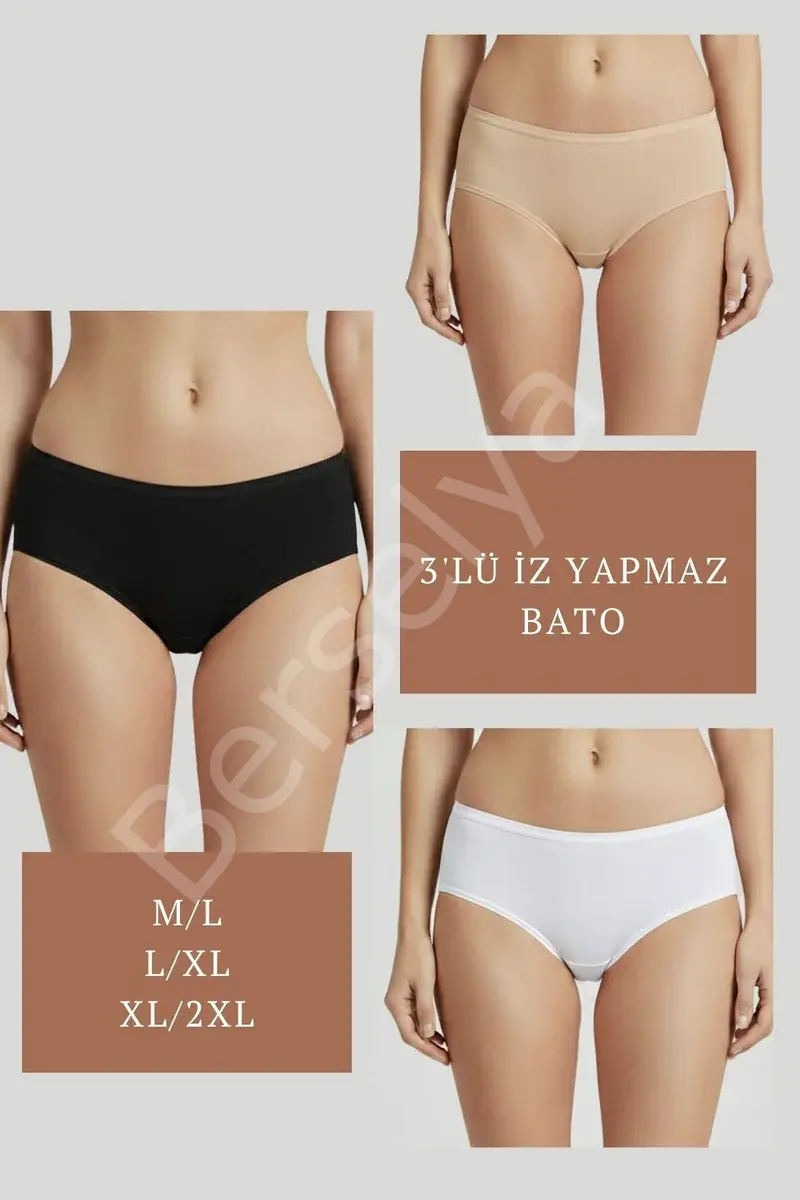 3lü Set Külot-siyah-beyaz-ten Dor2851