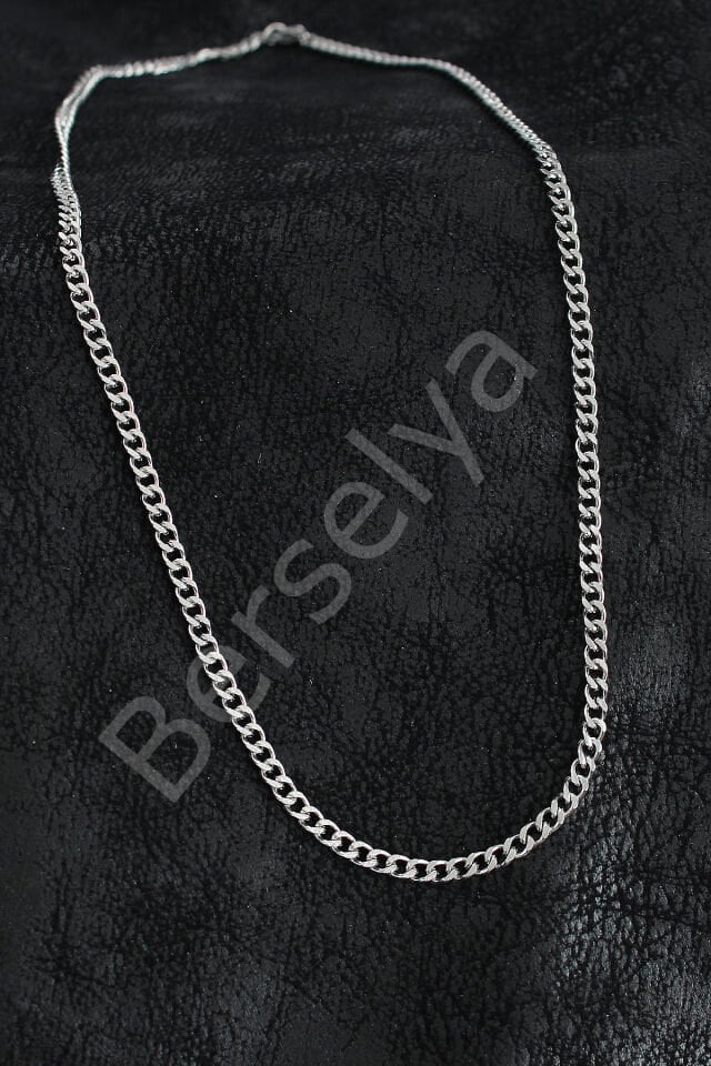 316L Çelik Klasik Zincir Model Gümüş Renk Erkek Kolye