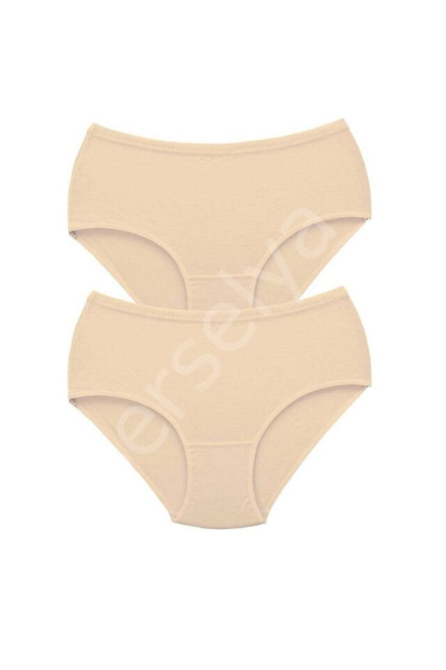 2 Adet Tutku Kadın Yüksek Bel Bato Kalın Lastik Külot Ten