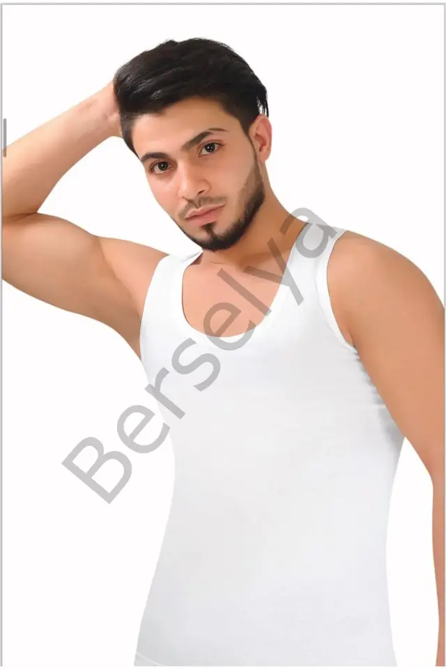 Beyaz Erkek Atlet Pamuklu Penye-sismen01